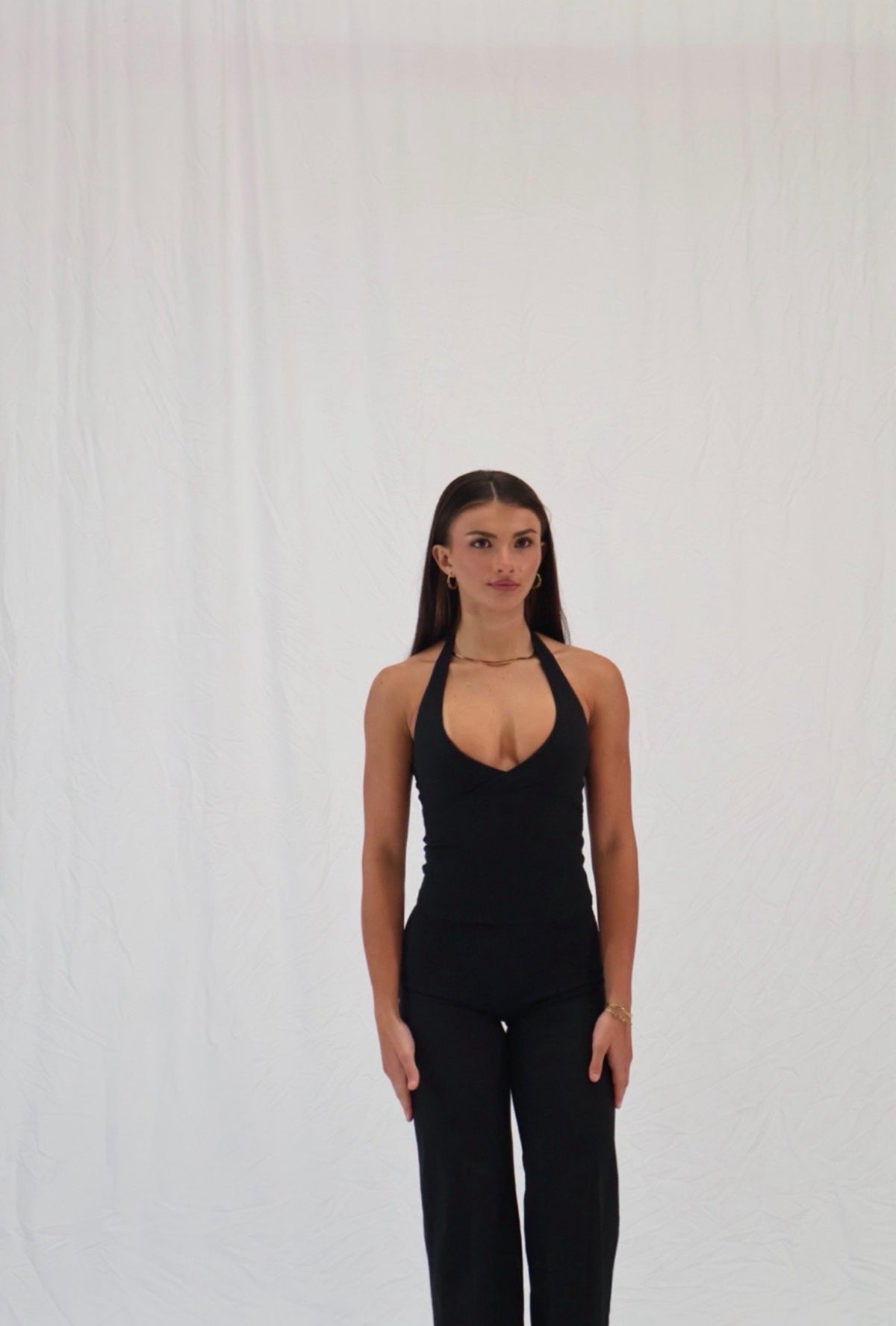 Aura V front Wide-Leg Pants